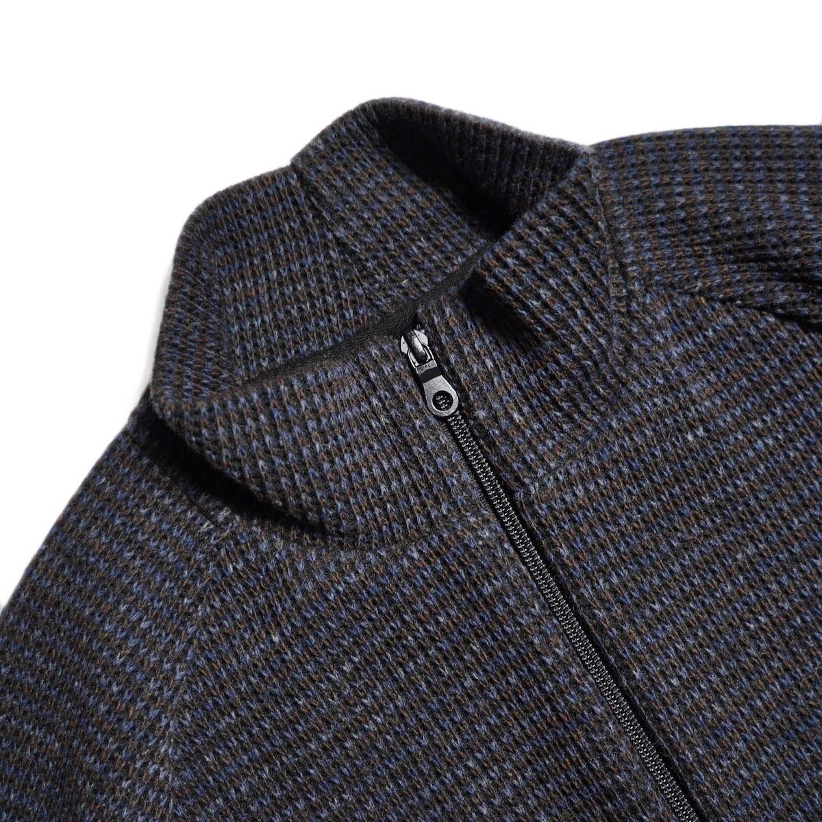CURLY&Co. / WOOL Q/G KNIT DRIVER'S JACKET (Midnight) 襟元