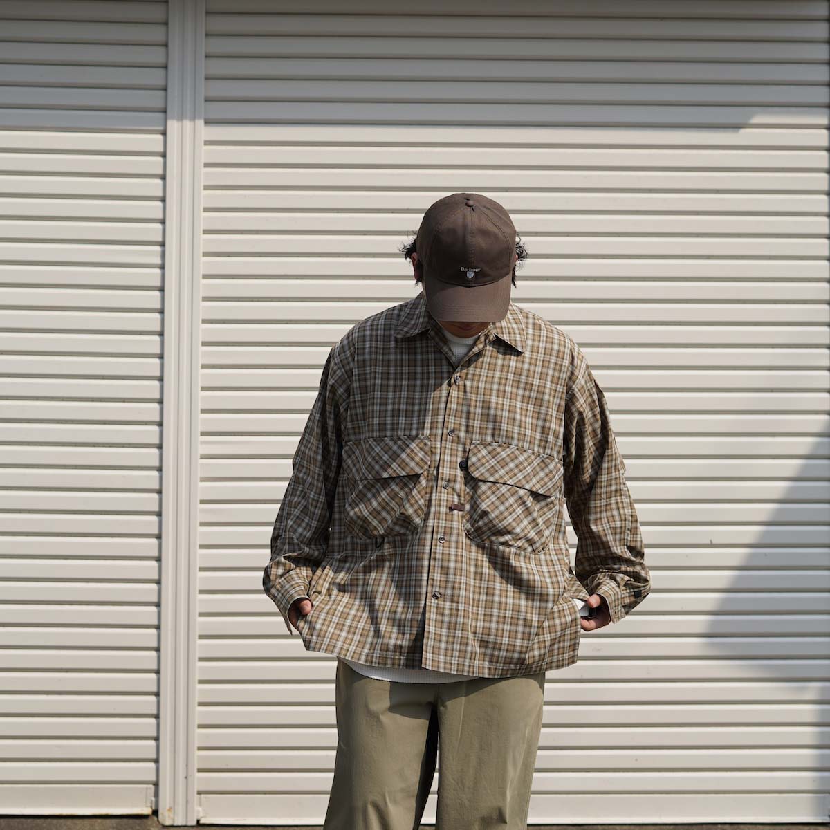 DAIWA PIER39 / TECH SPORTS OPEN COLLAR SHIRT L/S GREN PLAID (Brown 