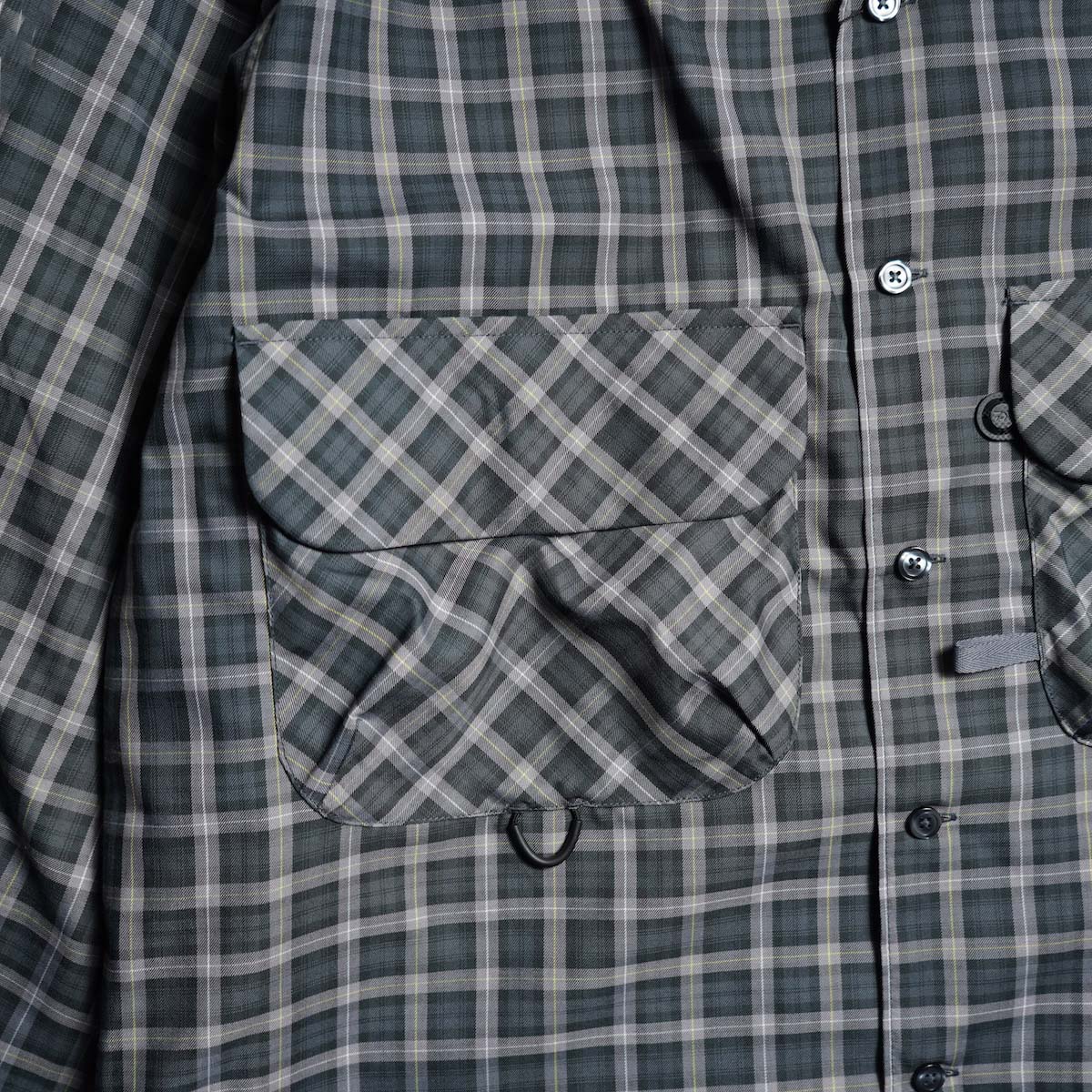 DAIWA PIER39 / TECH SPORTS OPEN COLLAR SHIRT L/S GREN PLAID (Charcoal)