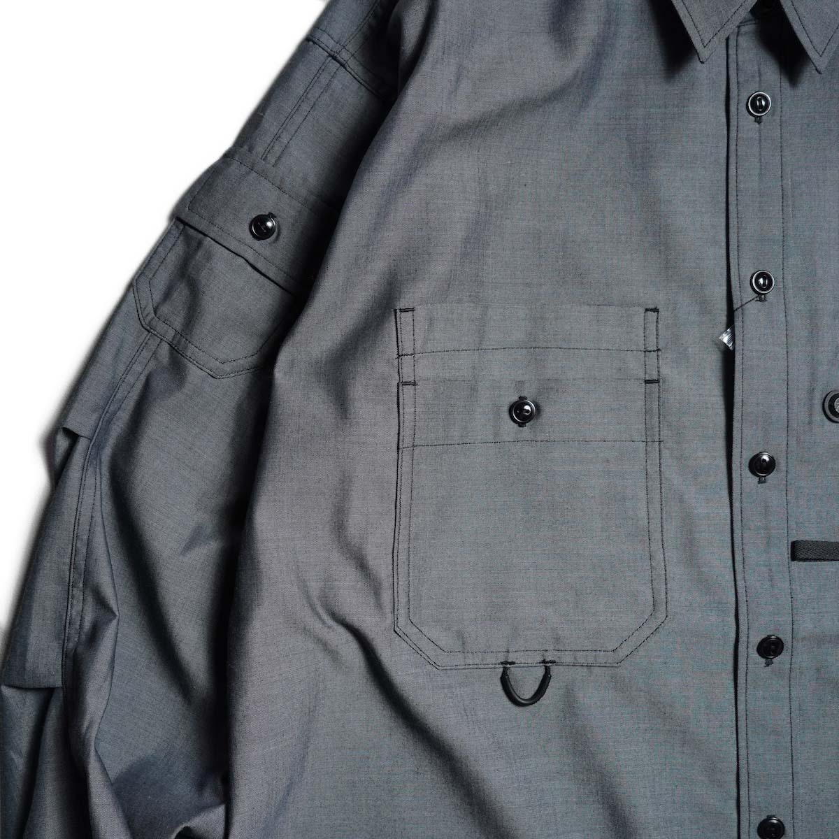 daiwapier39 シャツ　S DAIWA PIER39 / TECH MULTI POCKET CHAMBRAY SHIRT L/S (Black)