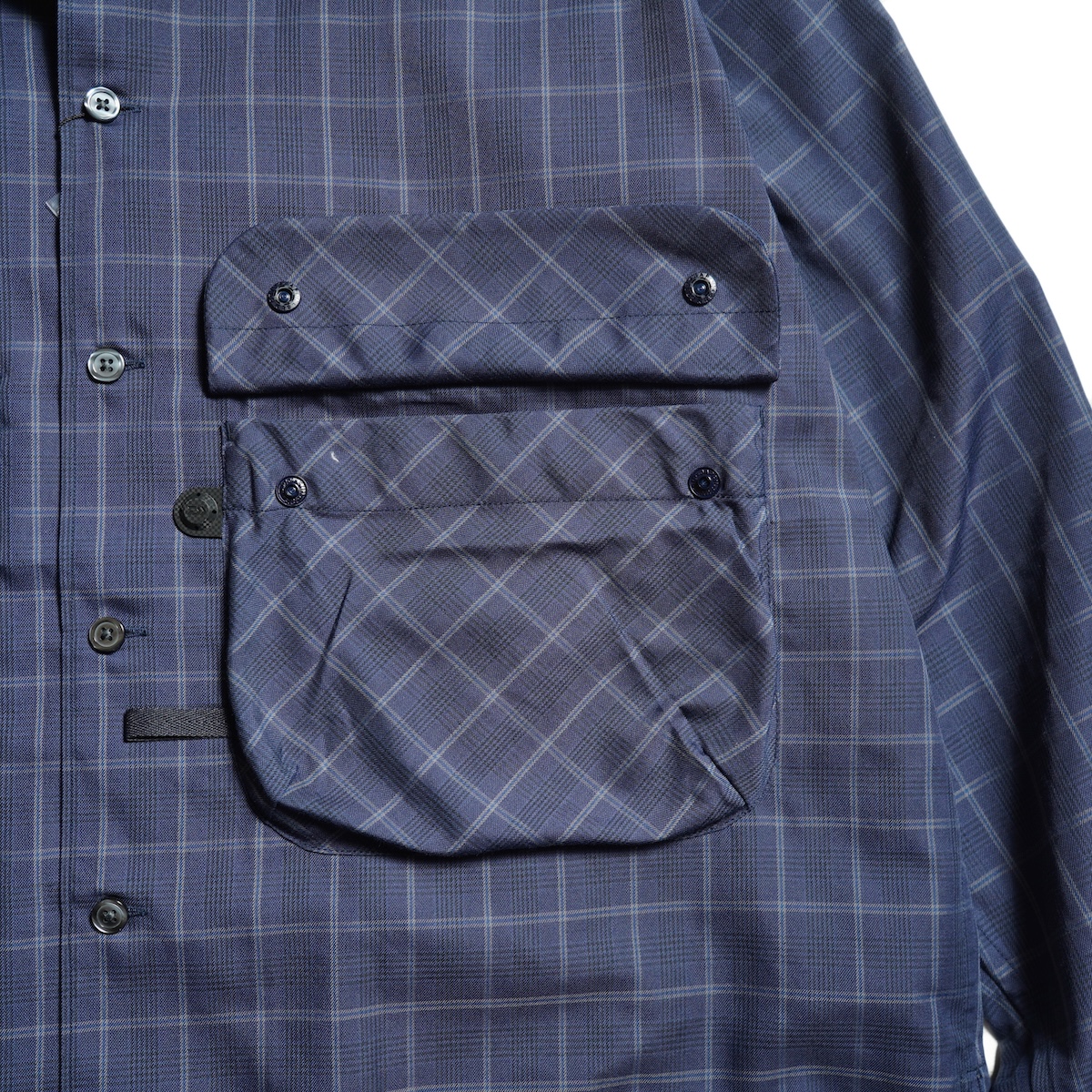 DAIWA PIER39 / TECH SPORTS OPEN COLLAR SHIRT L/S NOVA CHECK (Navy)