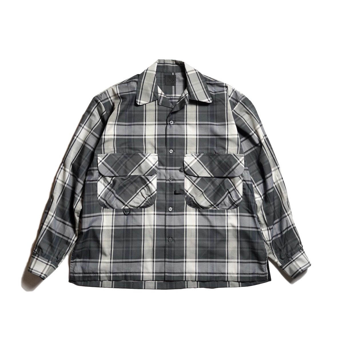 DAIWA PIER39 / TECH SPORTS OPEN COLLAR SHIRT L/S BIG TARTAN (Black)