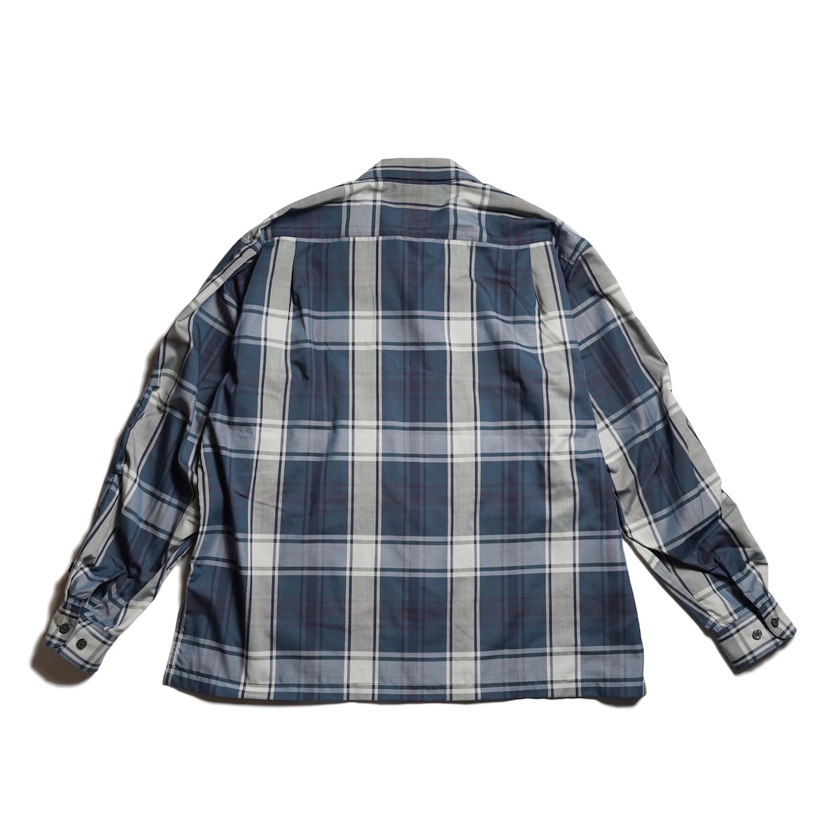 DAIWA PIER39 / TECH SPORTS OPEN COLLAR SHIRT L/S BIG TARTAN (Navy)