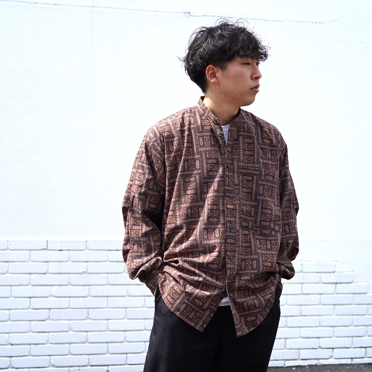 DAIWA PIER39 / TECH BAND COLLAR SHIRTS L/S (Brown)
