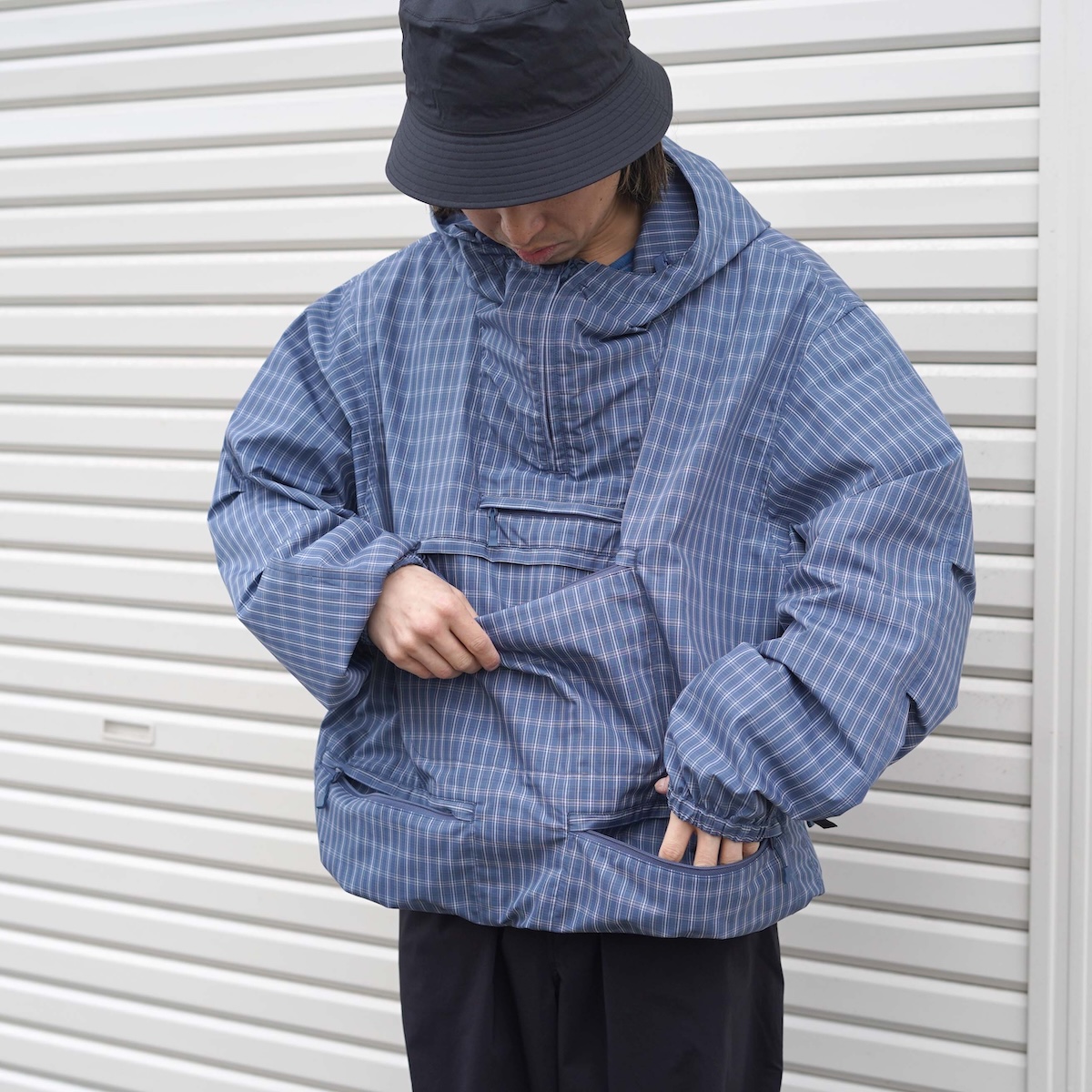 DAIWA PIER39 / TECH ANORAK JACKET SUMMER PLAID (SmokeBlue)