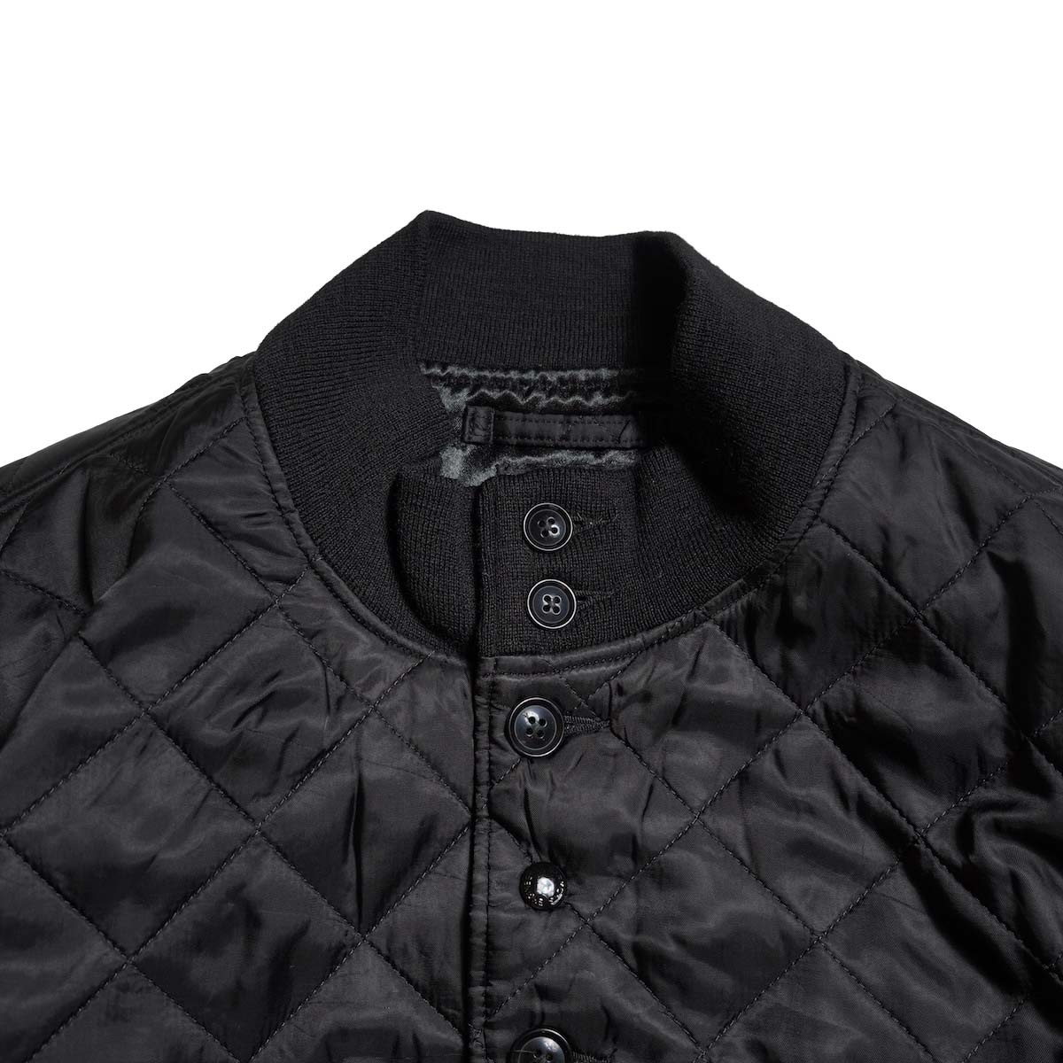 Engineered Garments / A-1 Jacket - Polyester Diamond Quilt (Black) ネック