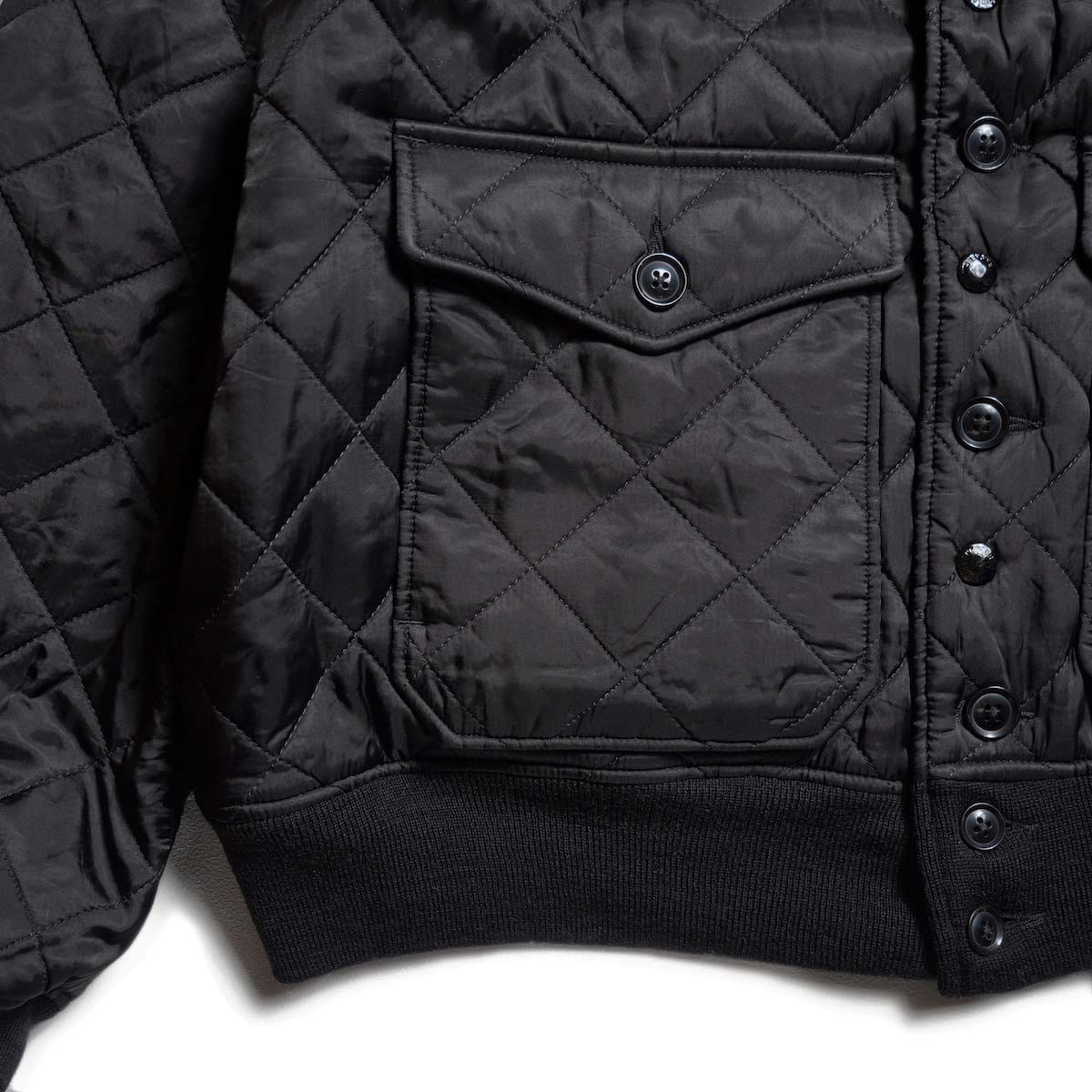 Engineered Garments / A-1 Jacket - Polyester Diamond Quilt (Black) フロントポケット