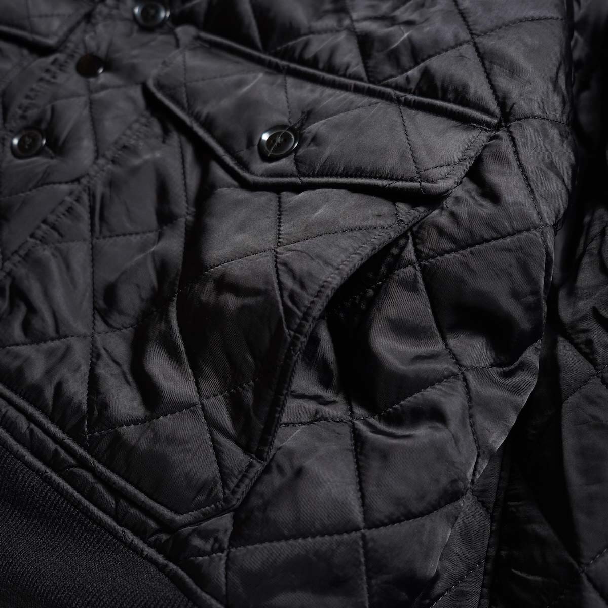 Engineered Garments / A-1 Jacket - Polyester Diamond Quilt (Black) サイドポケット