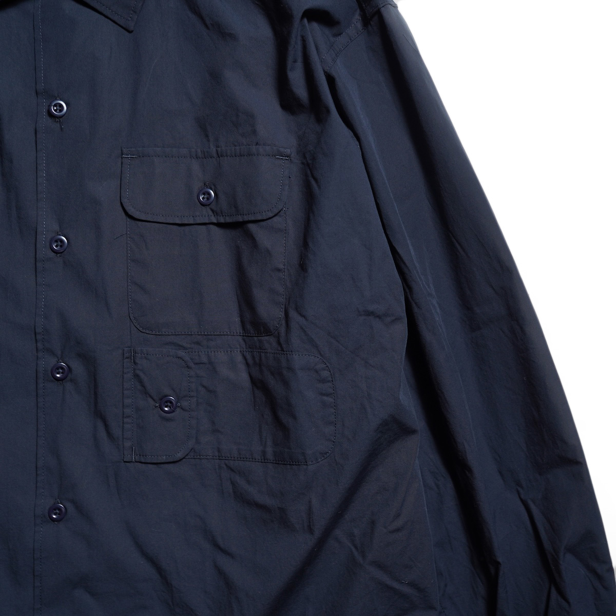 Engineered Garments / Bowling Shirt - Cotton Broadcloth (Dk.Navy) フロントディテール