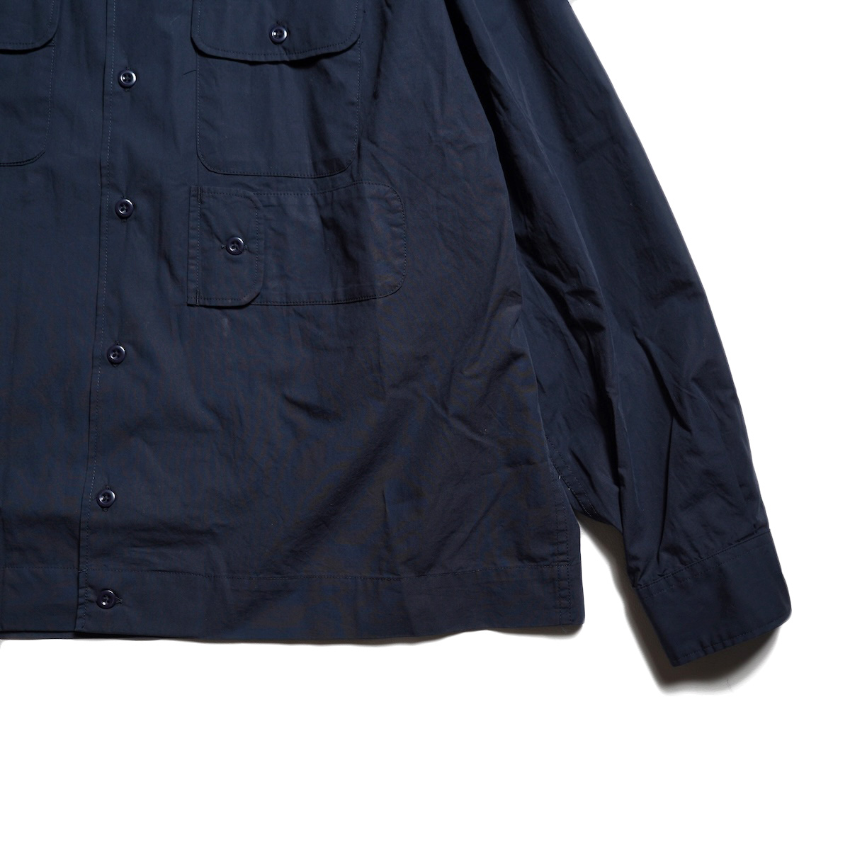 Engineered Garments / Bowling Shirt - Cotton Broadcloth (Dk.Navy) 袖先