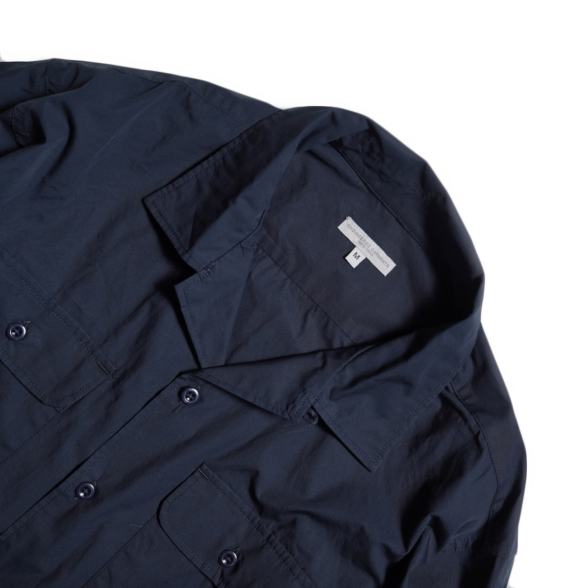 Engineered Garments / Bowling Shirt - Cotton Broadcloth (Dk.Navy) 襟元
