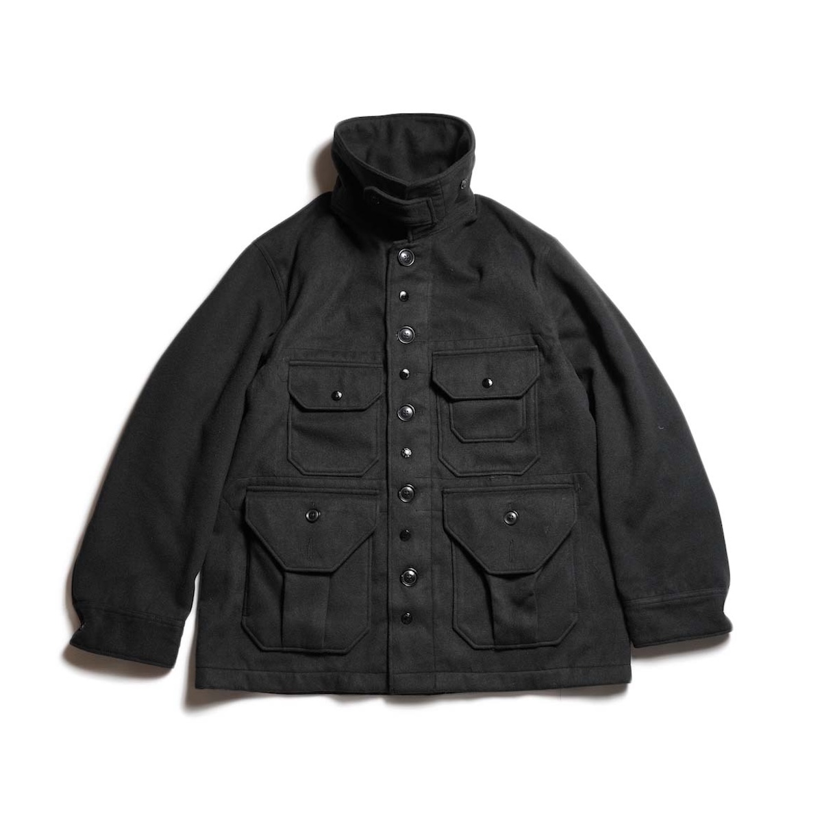 Engineered Garments / Cruiser Jacket - Polyester Fake Melton (Black) 正面