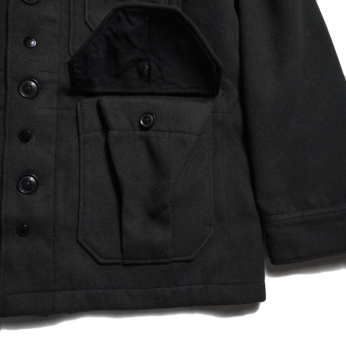 Engineered Garments / Cruiser Jacket - Polyester Fake Melton (Black) ポケット