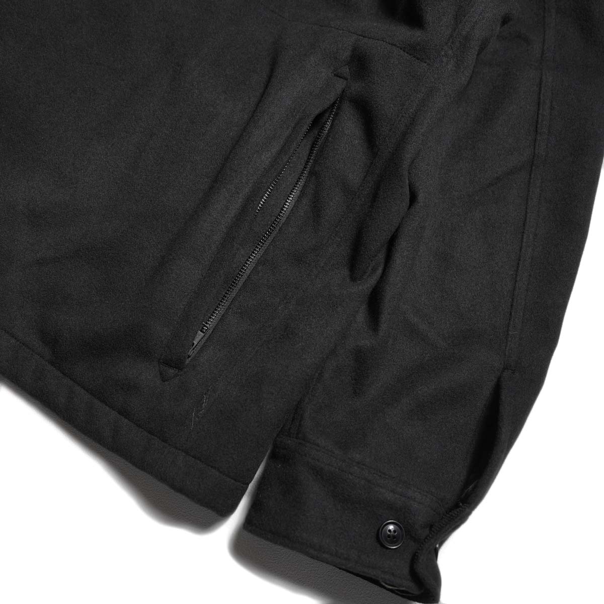 Engineered Garments / Cruiser Jacket - Polyester Fake Melton (Black) 背面ポケット