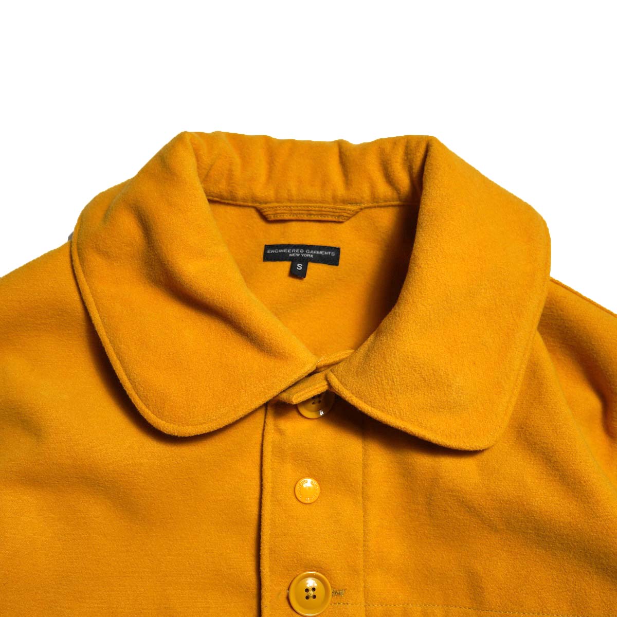 Engineered Garments / Cruiser Jacket - Polyester Fake Melton (Gold) 襟元