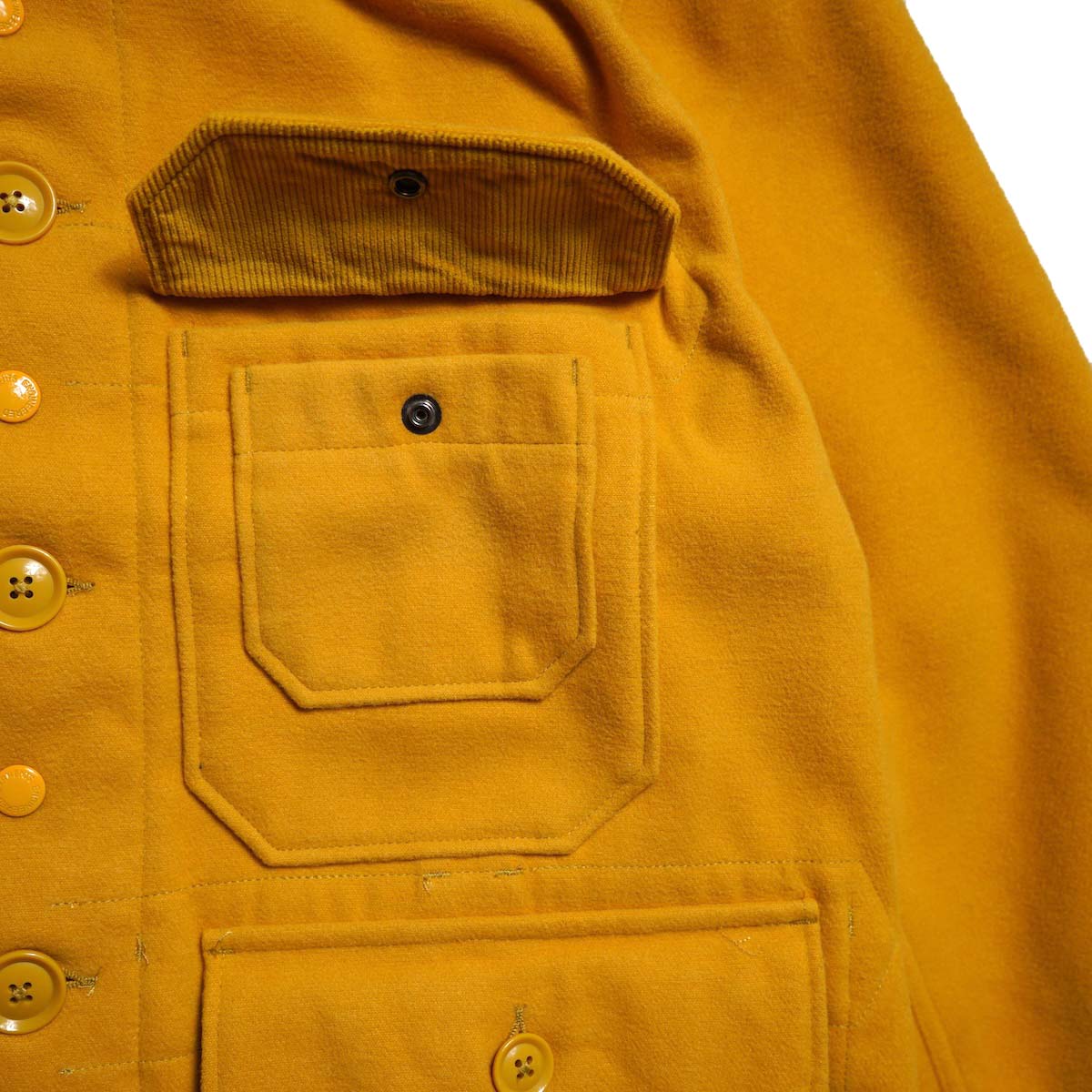 Engineered Garments / Cruiser Jacket - Polyester Fake Melton (Gold) 胸ポケット