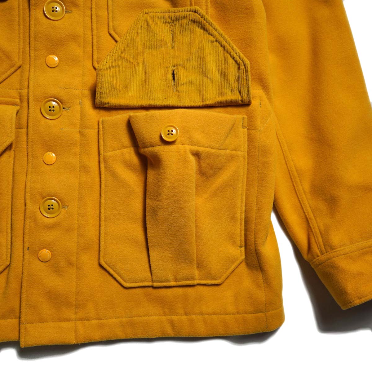 Engineered Garments / Cruiser Jacket - Polyester Fake Melton (Gold) ポケット