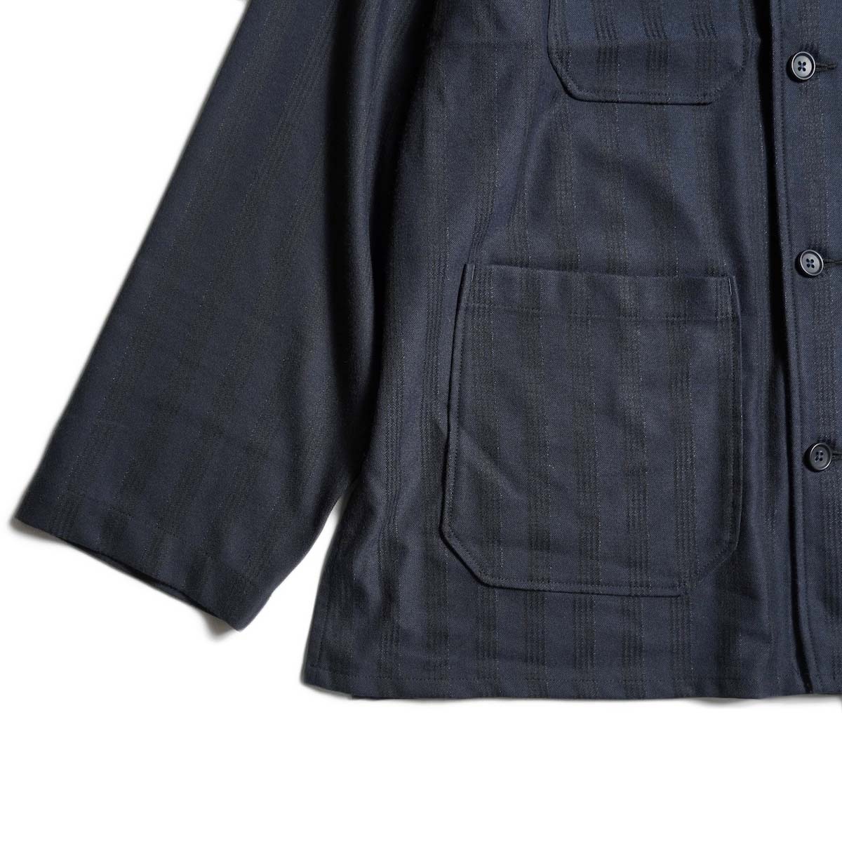 Engineered Garments / Dayton Shirt - Polyester Lurex Stripe (Dk.Navy) 袖