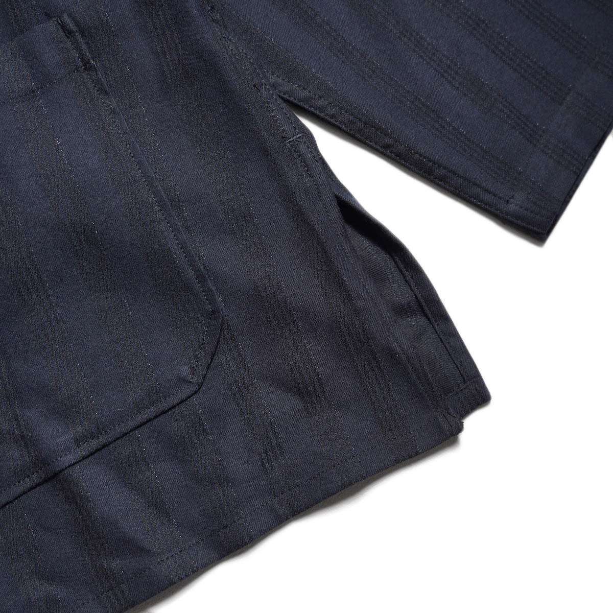 Engineered Garments / Dayton Shirt - Polyester Lurex Stripe (Dk.Navy) スリット