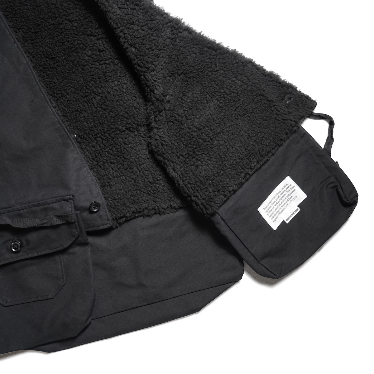 Engineered Garments / Fowl Vest - Cotton Double Cloth (Black) 裏地