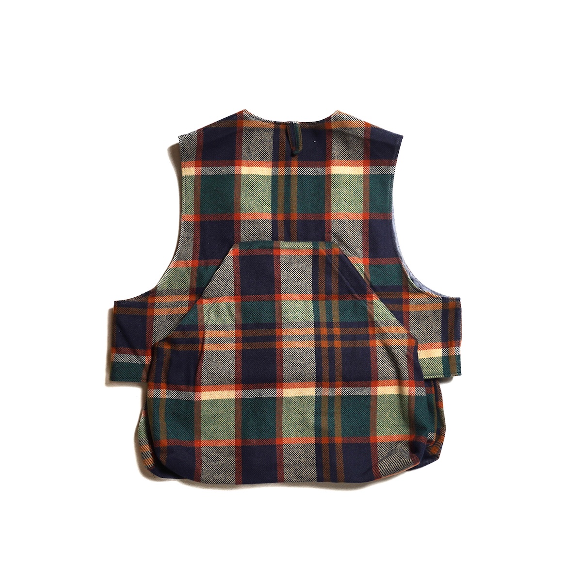 Engineered Garments / Fowl Vest - Heavy Wool Plaid (Navy / Brown) 背面