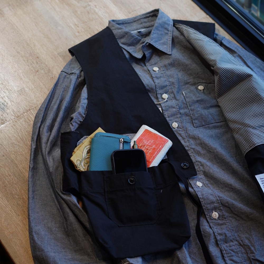 Engineered Garments / Fowl Vest - Lt.Weight Nyco Poplin (Black)  イメージ①