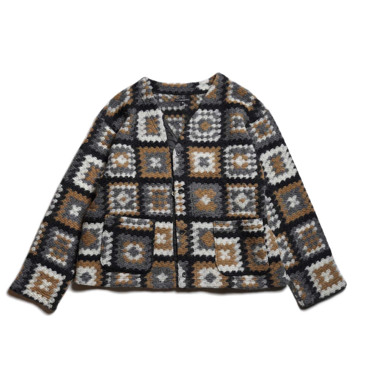Engineered Garments / Knit Cardigan - Wool Poly Chenille (White/Black)