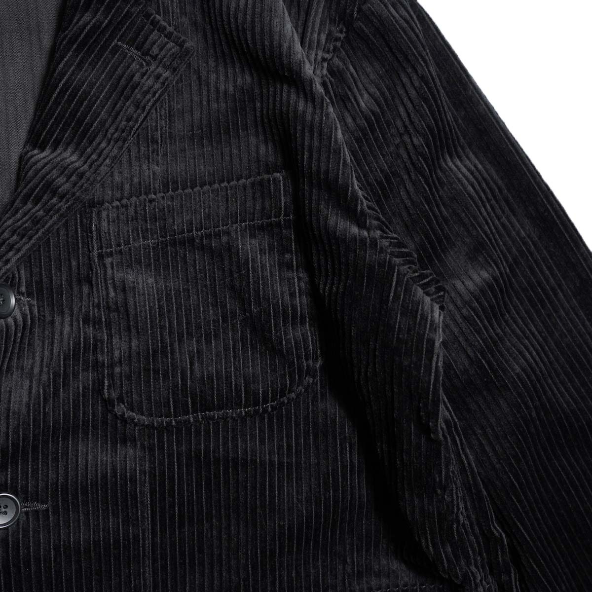 Engineered Garments / Loiter Jacket - Cotton 4.5W Corduroye (Black) 胸ポケット