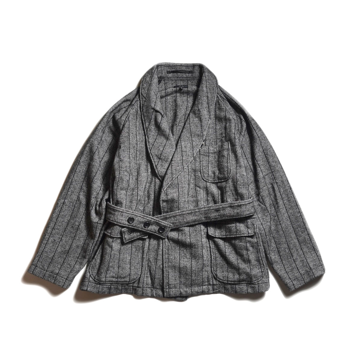 希少】ワコマリア STRIPED SMOKING JACKET ネイビー S WACKO MARIA