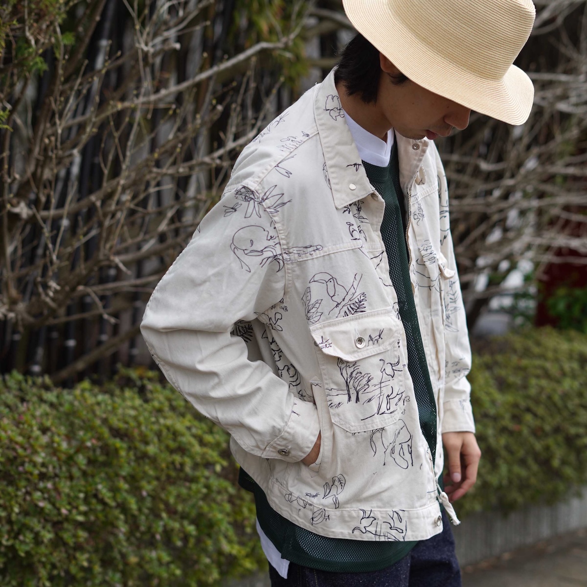 Engineered Garments / Trucker Jacket - Animal Print Flat Twl (Natural)