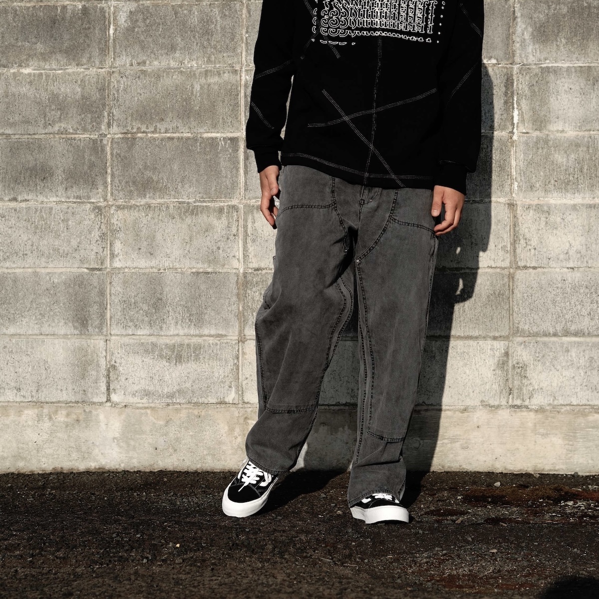 F-LAGSTUF-F / FADE DOUBLE KNEE PANTS (Black)