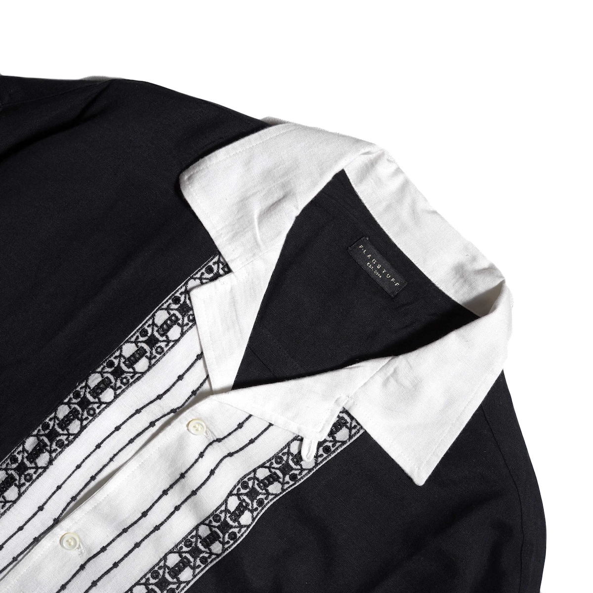 F-LAGSTUF-F / EMBROIDERY STRIPE L/S SHIRTS (Black)