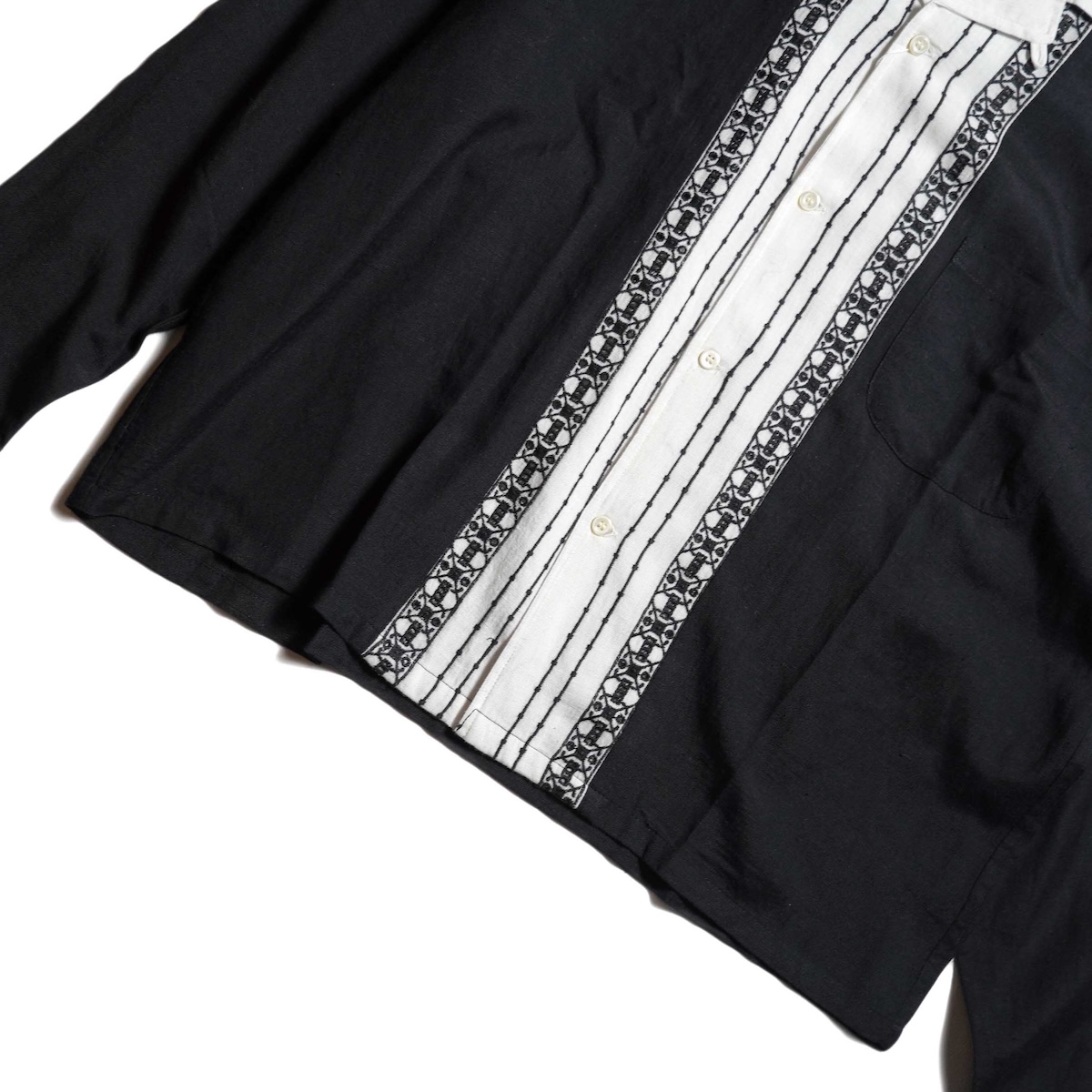 F-LAGSTUF-F / EMBROIDERY STRIPE L/S SHIRTS (Black)