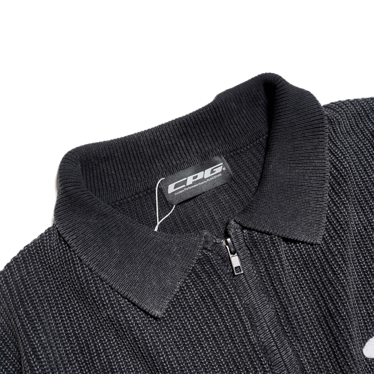F-LAGSTUF-F / CPG FULL ZIP SS KNIT SHIRT (Black) 襟元