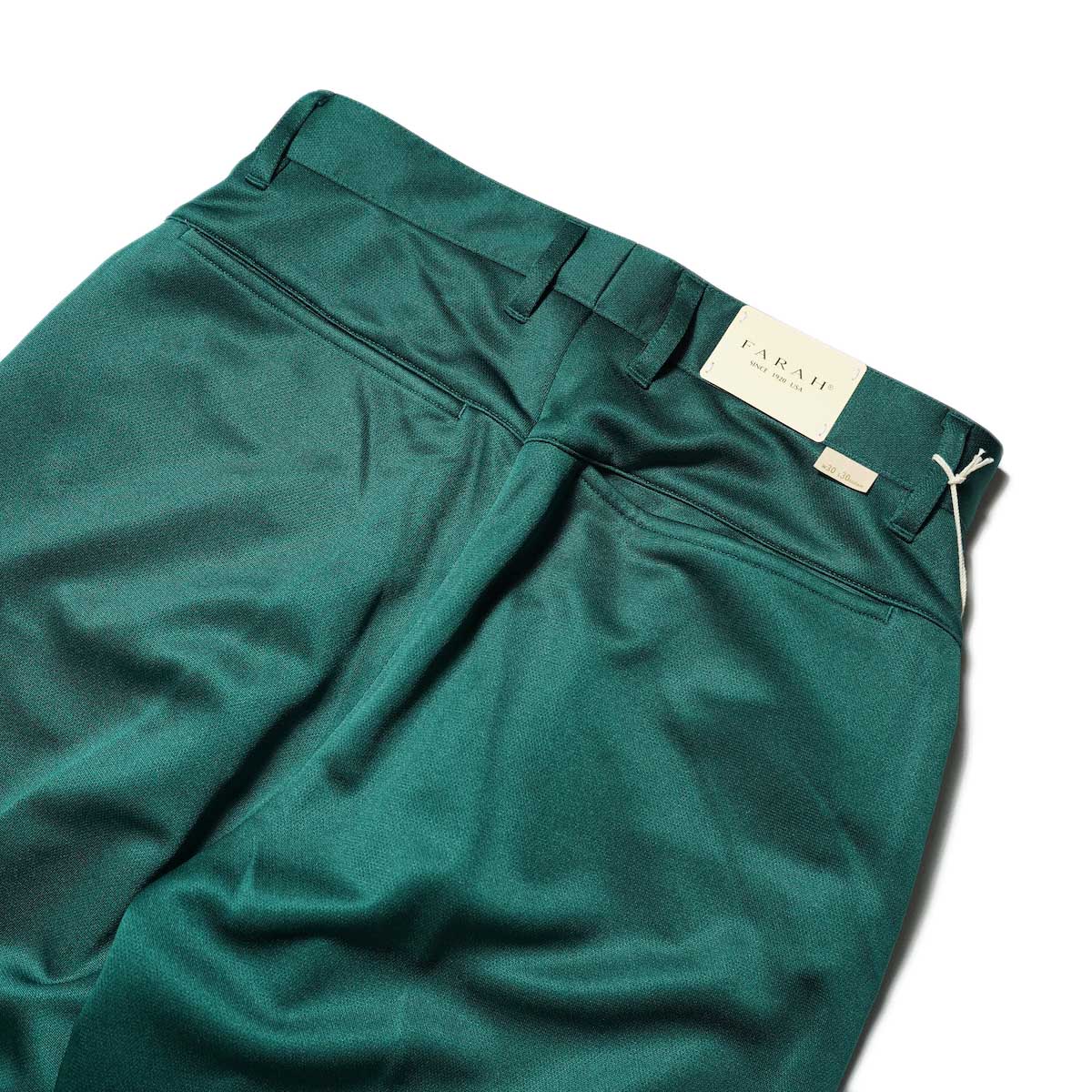FARAH / Two tuck Wide Tapered Pants -Jersey (Green)