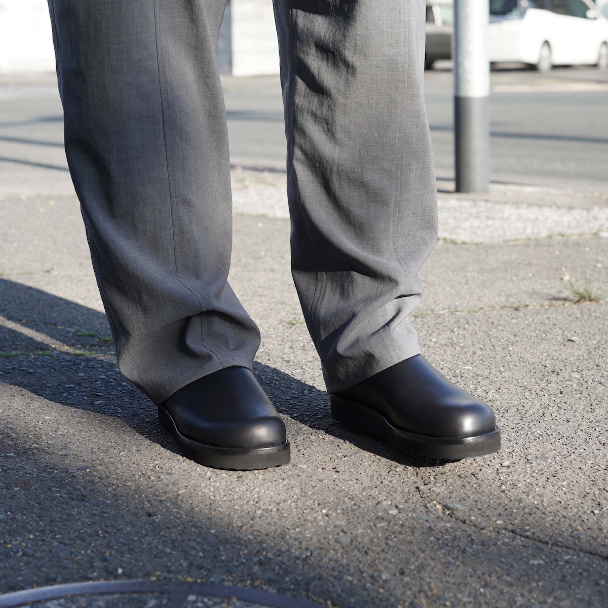 靴 foot the coacher LEATHER MULE (COMBI) foot the coacher / LEATHER MULE (Black)