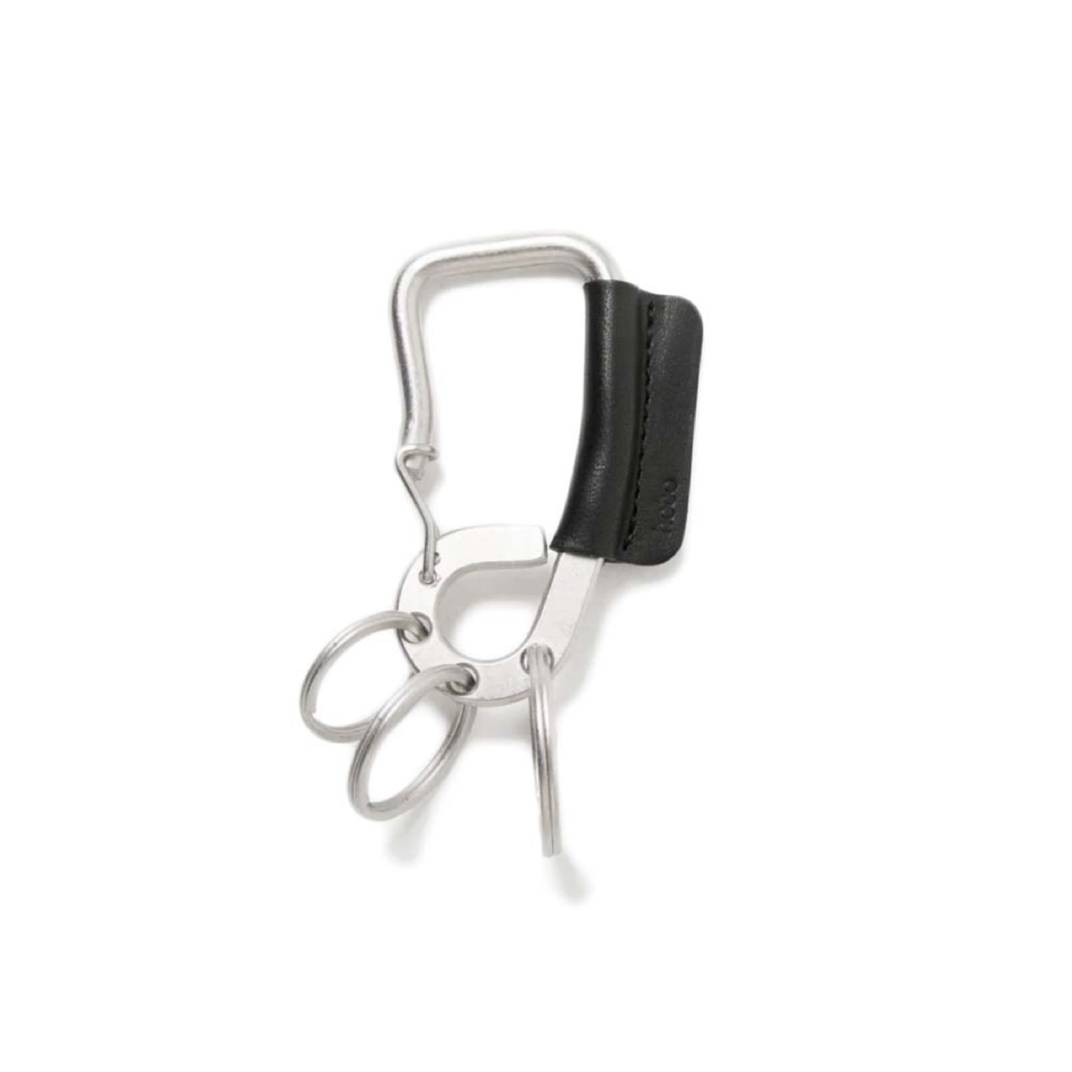 HOBO / CARABINER KEY RING with HORSE LEATHER (Black)