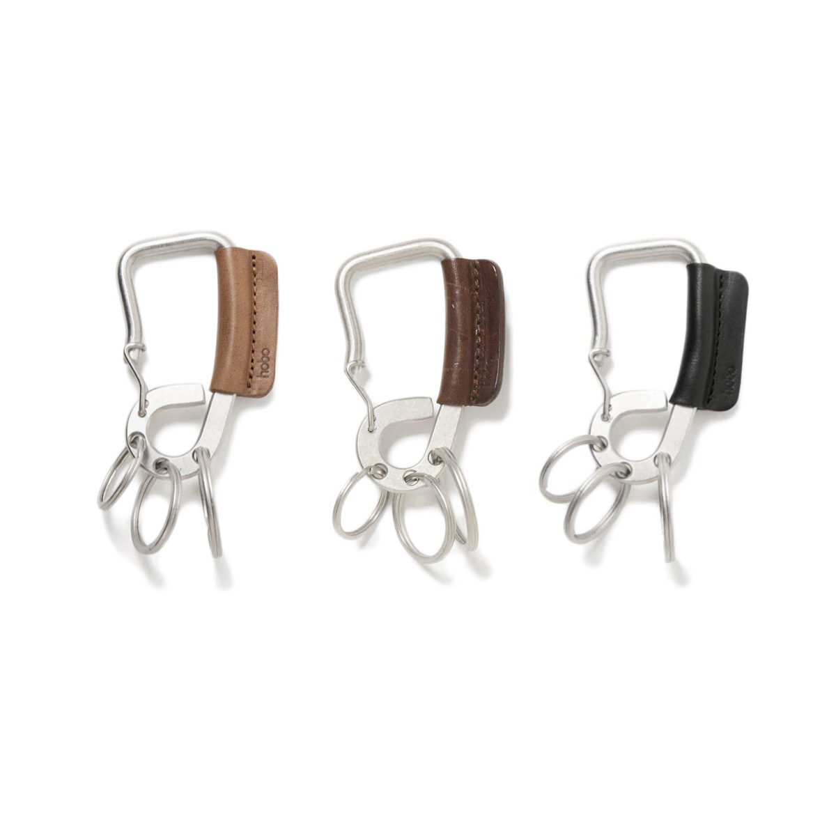 HOBO / CARABINER KEY RING with HORSE LEATHER TOP