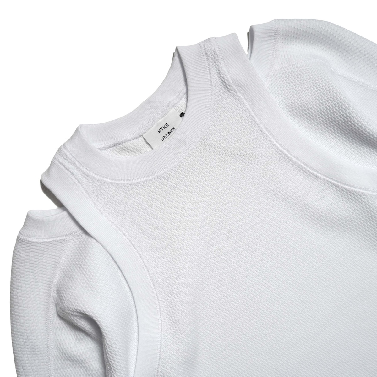 HYKE / THERMAL LAYERED SHIRT (White) ネック