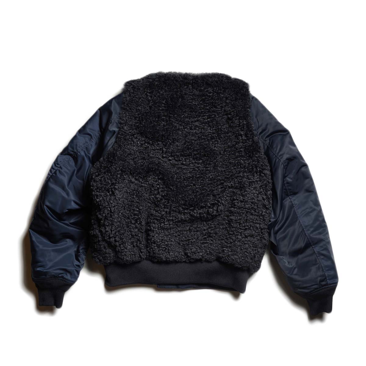 HYKE / FAUX SHEARLING TYPE MA-1 JACKET (Navy)