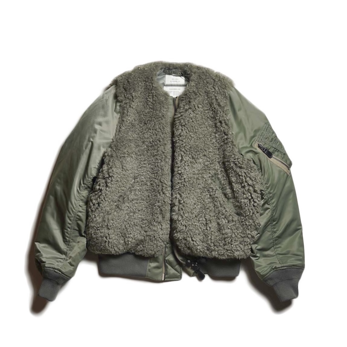 HYKE MA-1 フライトジャケット サイズ1 オリーブ HYKE / FAUX SHEARLING TYPE MA-1 JACKET (Olive Drab)