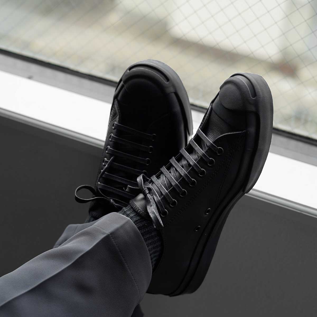 靴 converse JACK PURCELL 1935 BLACK 27cm CONVERSE ADDICT * LEATHER JACK PURCELL 1935 * Black Monochrome