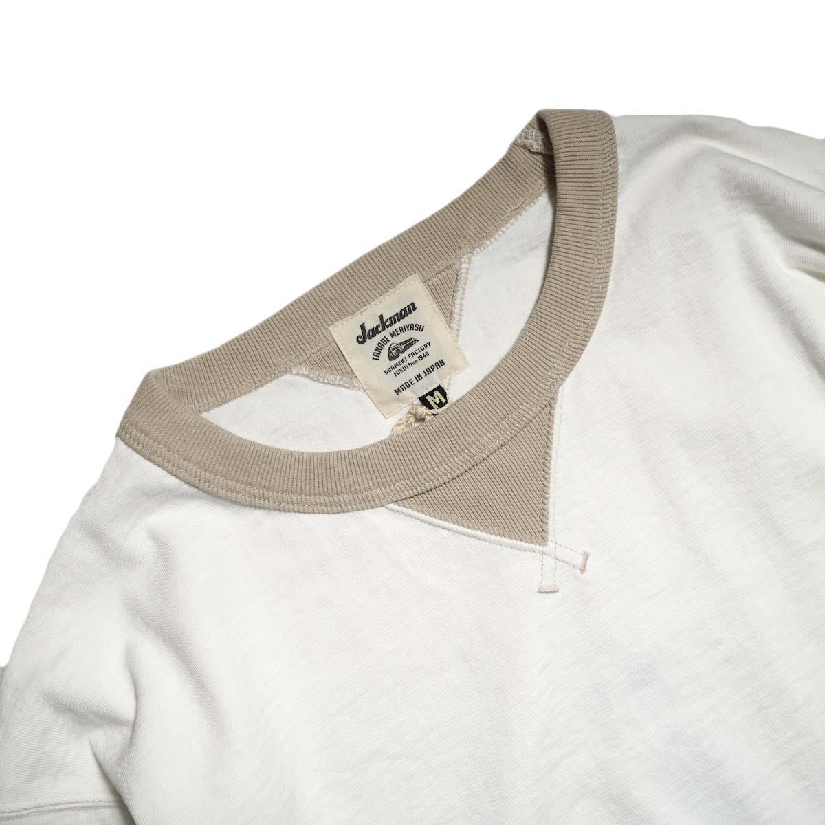 Jackman / Dotsume Rib LS T-shirt (Off White×DB) ネック