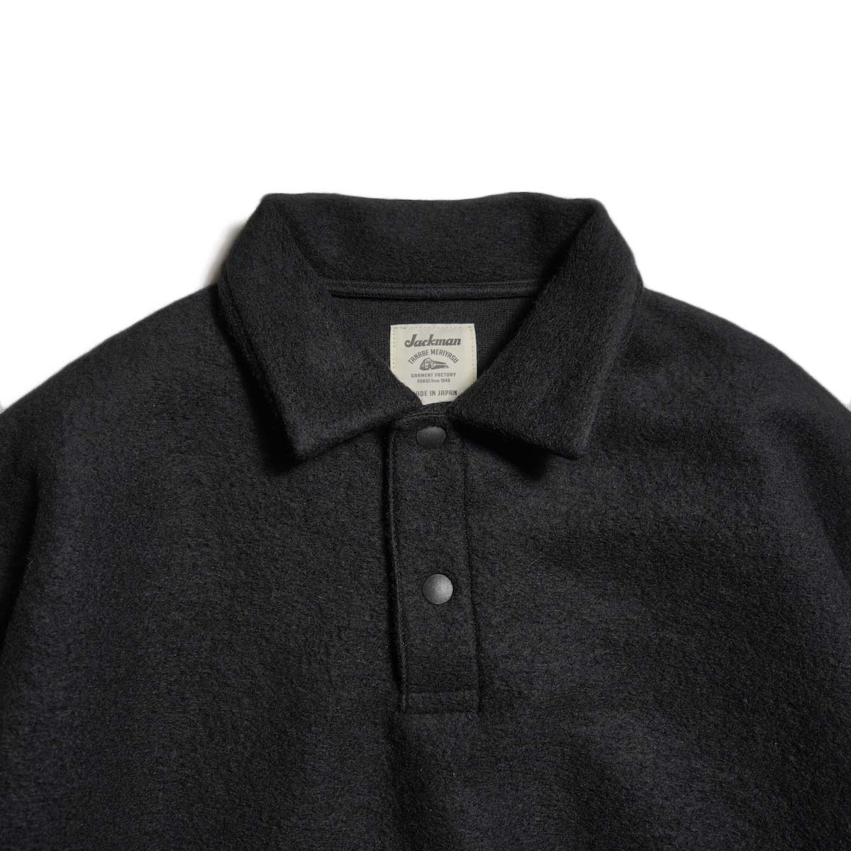 Jackman / Wool HIMO Polo (Black) 襟元