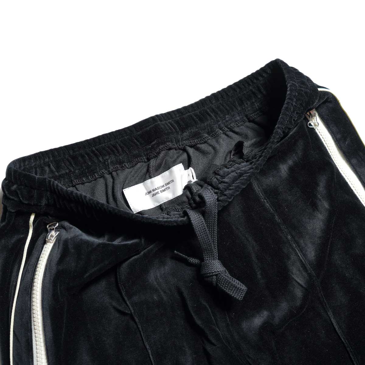 JANE SMITH / COTTON POLYESTER VELOUR TRUCK LINE PANTS (Black)ドローコード