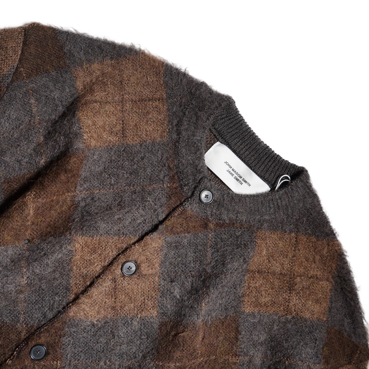 JANE SMITH / 7G ARGYLE CREW CARDIGAN (Brown) ネック