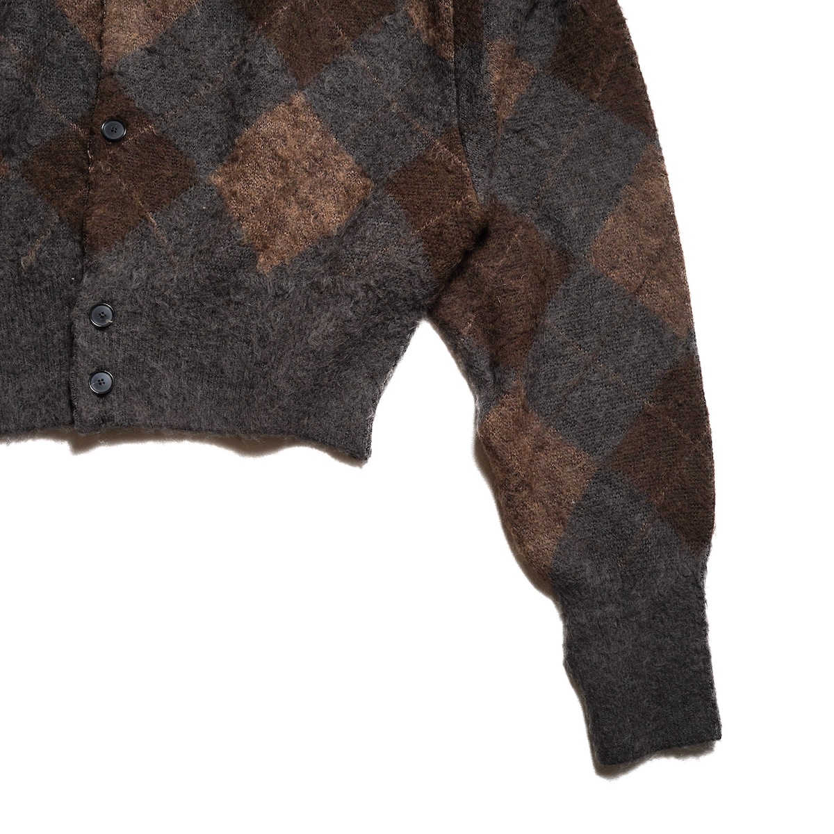 JANE SMITH / 7G ARGYLE CREW CARDIGAN (Brown) 袖先