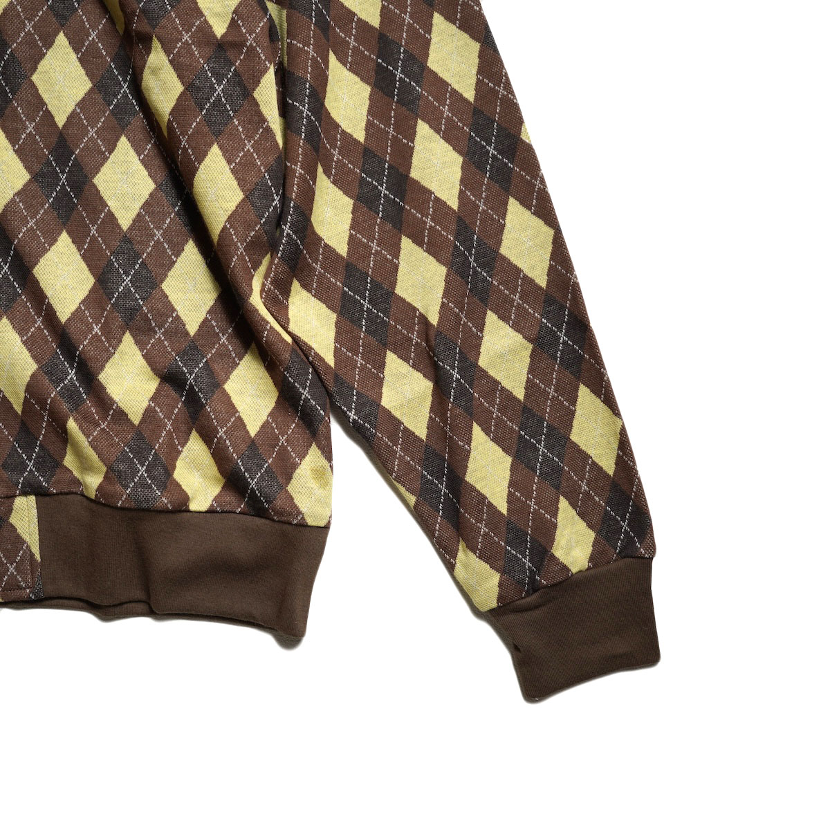 JANE SMITH / COTTON JACQUARD ARGYLE ZIP CARDIGAN (Brown Yellow)