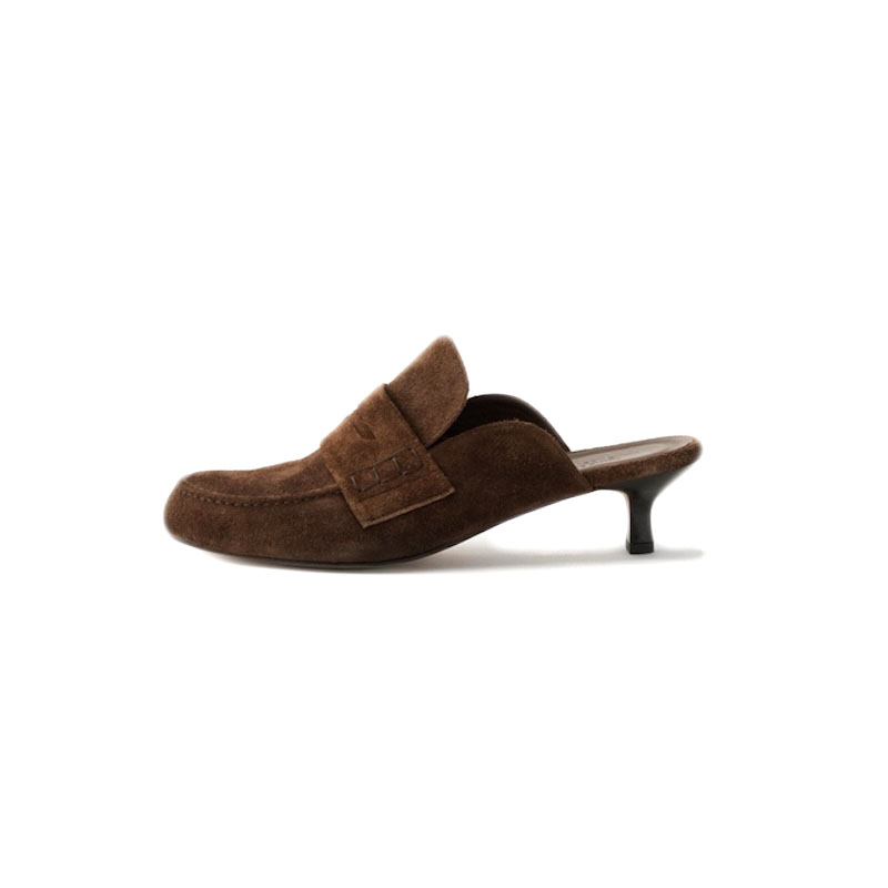 JANE SMITH / COW SUEDE LEATHER LOAFER MULE (Brown)