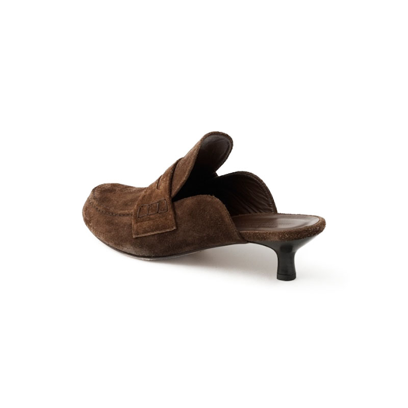JANE SMITH / COW SUEDE LEATHER LOAFER MULE (Brown)